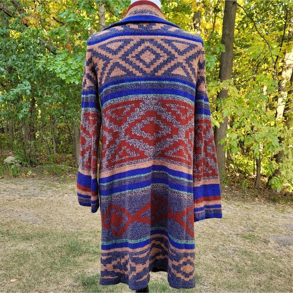 Cable & Gauge Long Southwestern Style Cardigan Sweater size Medium - Picture 3 of 15